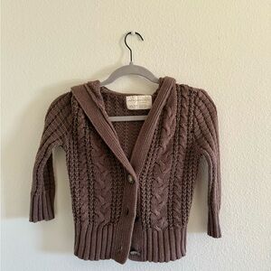 Aeropostale brown knit cropped cardigan with hood SZ XS